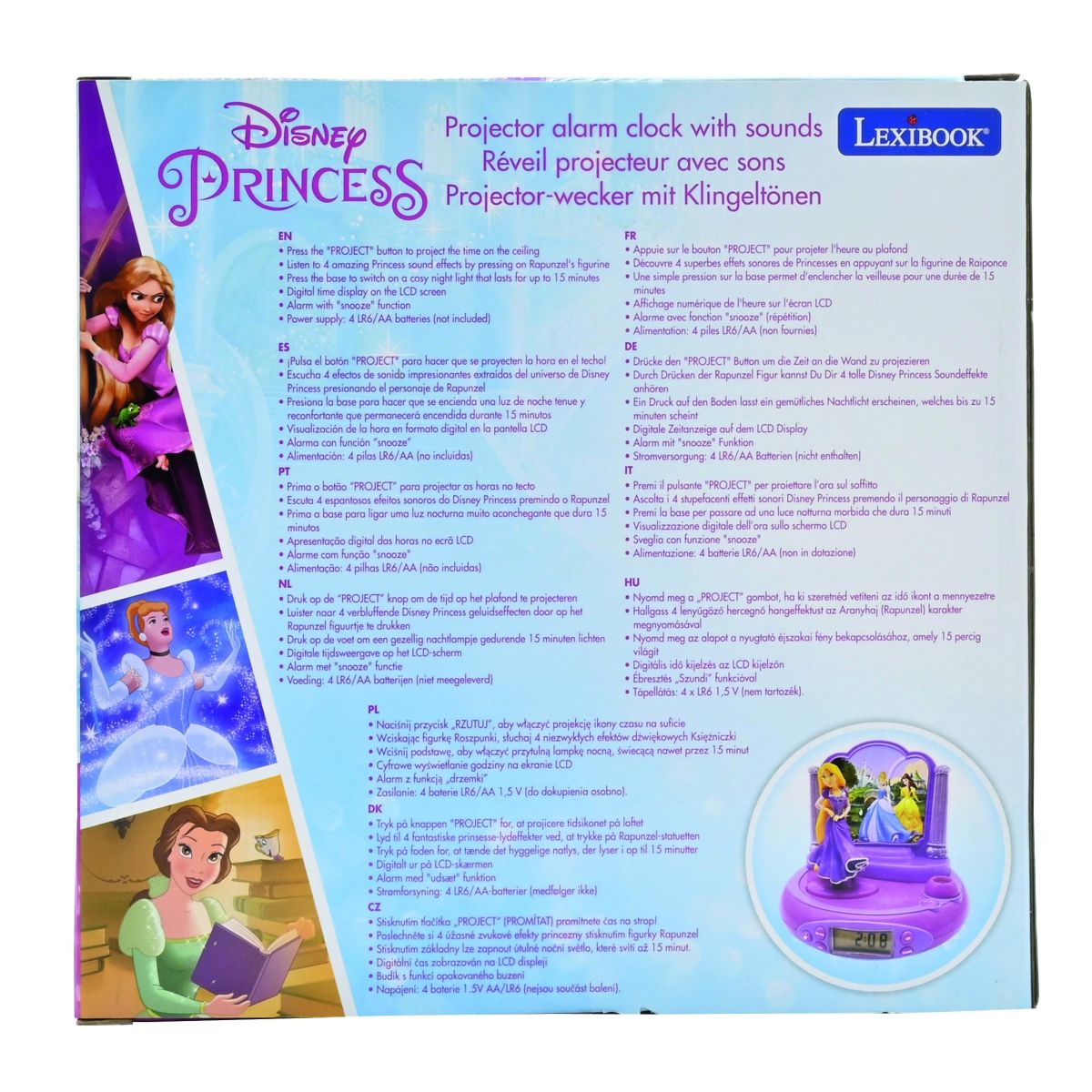 Lexibook 3D budík Disney princezny s projekcí času