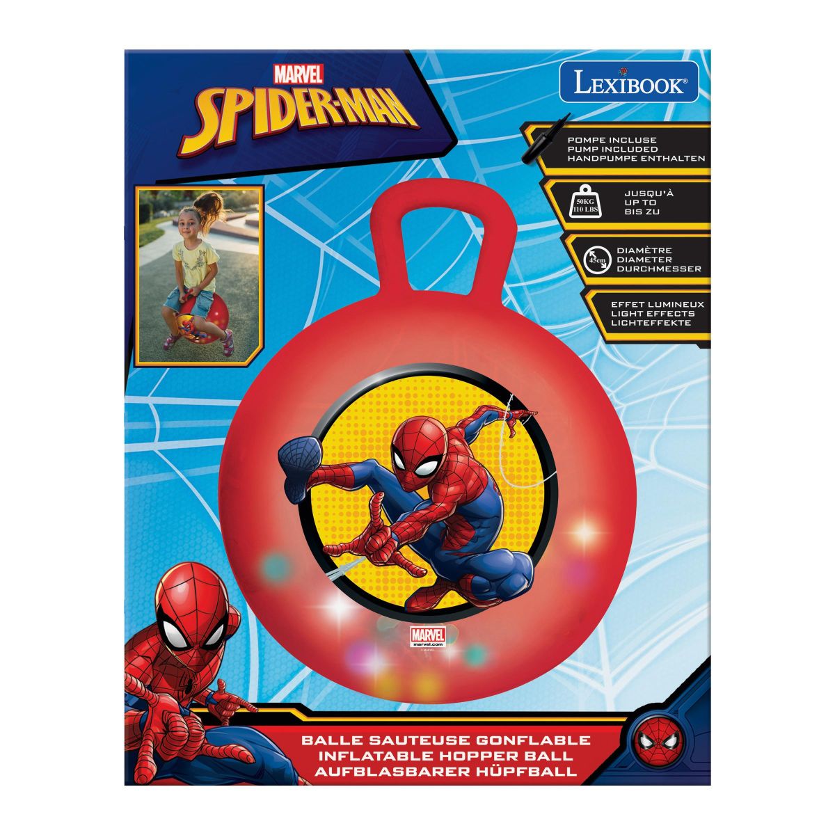Lexibook Skákací míč se světelnými efekty Spiderman