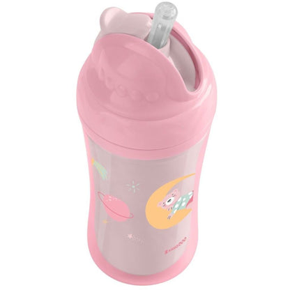KikkaBoo Hrnek se silikonovým brčkem 220ml 8m+ Moony me Pink