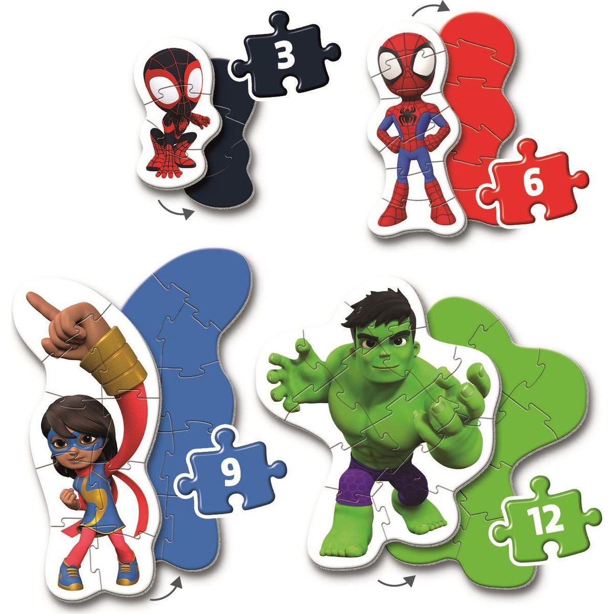 Clementoni Moje první puzzle 3, 6, 9 a 12 dílků Spidey Marvel