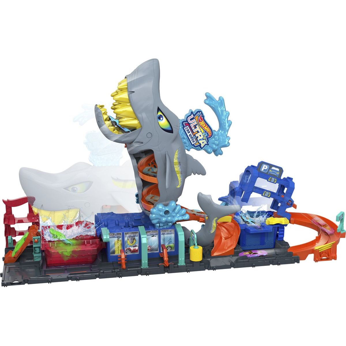 Hot Wheels City Color Reveal automyčka se žralokem