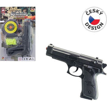 Pistolka na kartě s náhradními kuličkami 18 cm