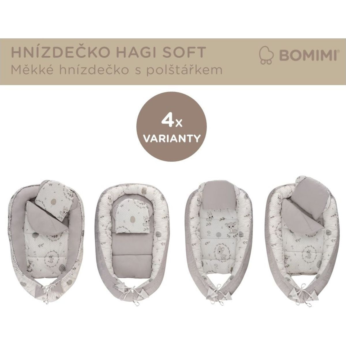 Bomimi Hagi Hnízdečko s polštářkem soft, koloušek šedá