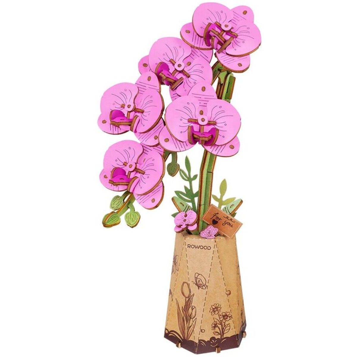 RoboTime 3D dřevěná skládačka Fialová orchidej