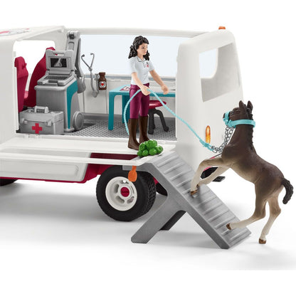 Schleich 42439 Mobilní veterinární klinika s klisnou a ošetřovatelem, new - Poškozený obal