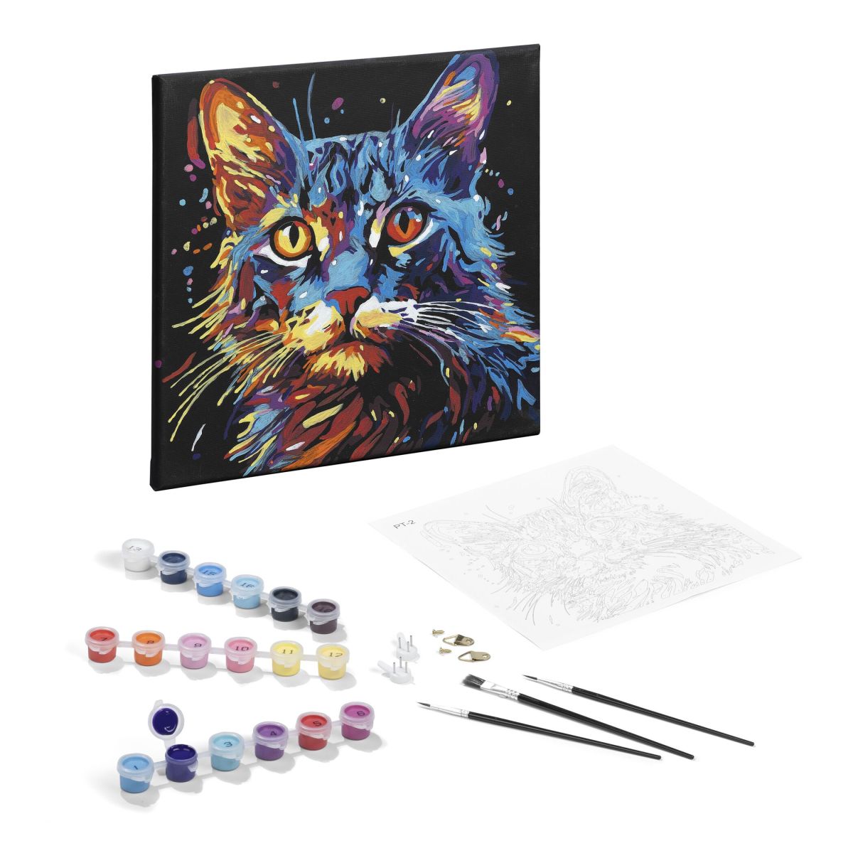 Craft Creative Malování podle čísel na černé plátno kočka