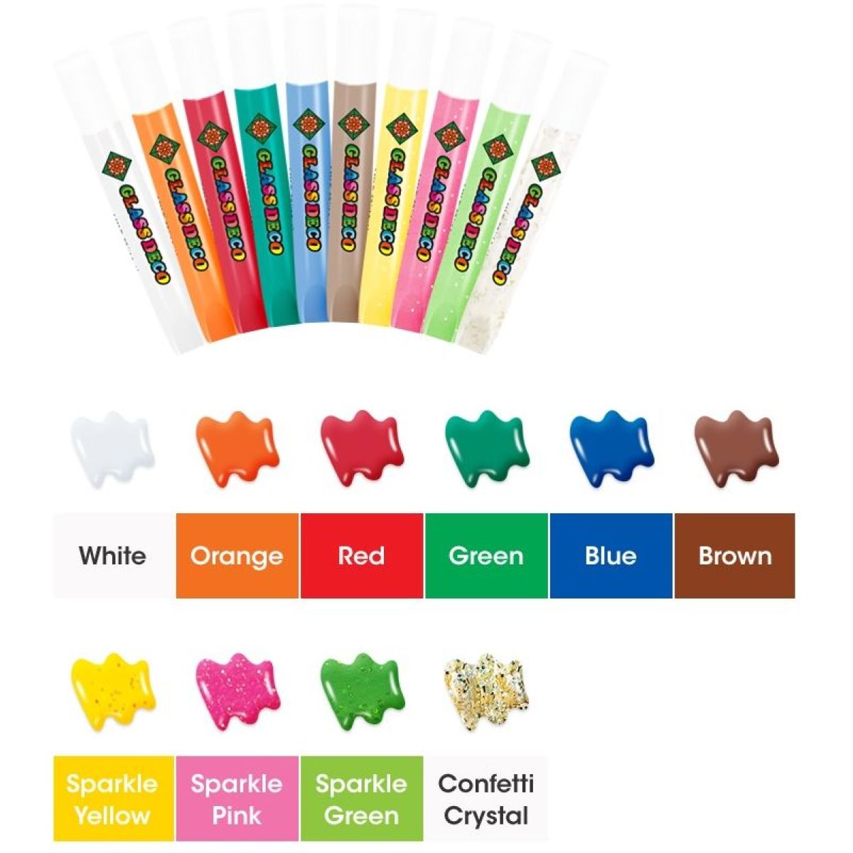 Anděl Přerov Barvy na sklo Vánoční sada 10 barev 10,5 ml + 12 sklíček