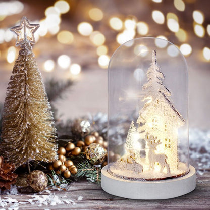 LED vánoční dekorace, zasněžená krajina s domkem, 18 cm, 10 x LED, 2 x AAA