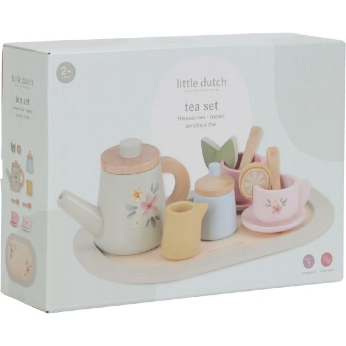 Little Dutch Čajový set dřevěný s květinovým potiskem