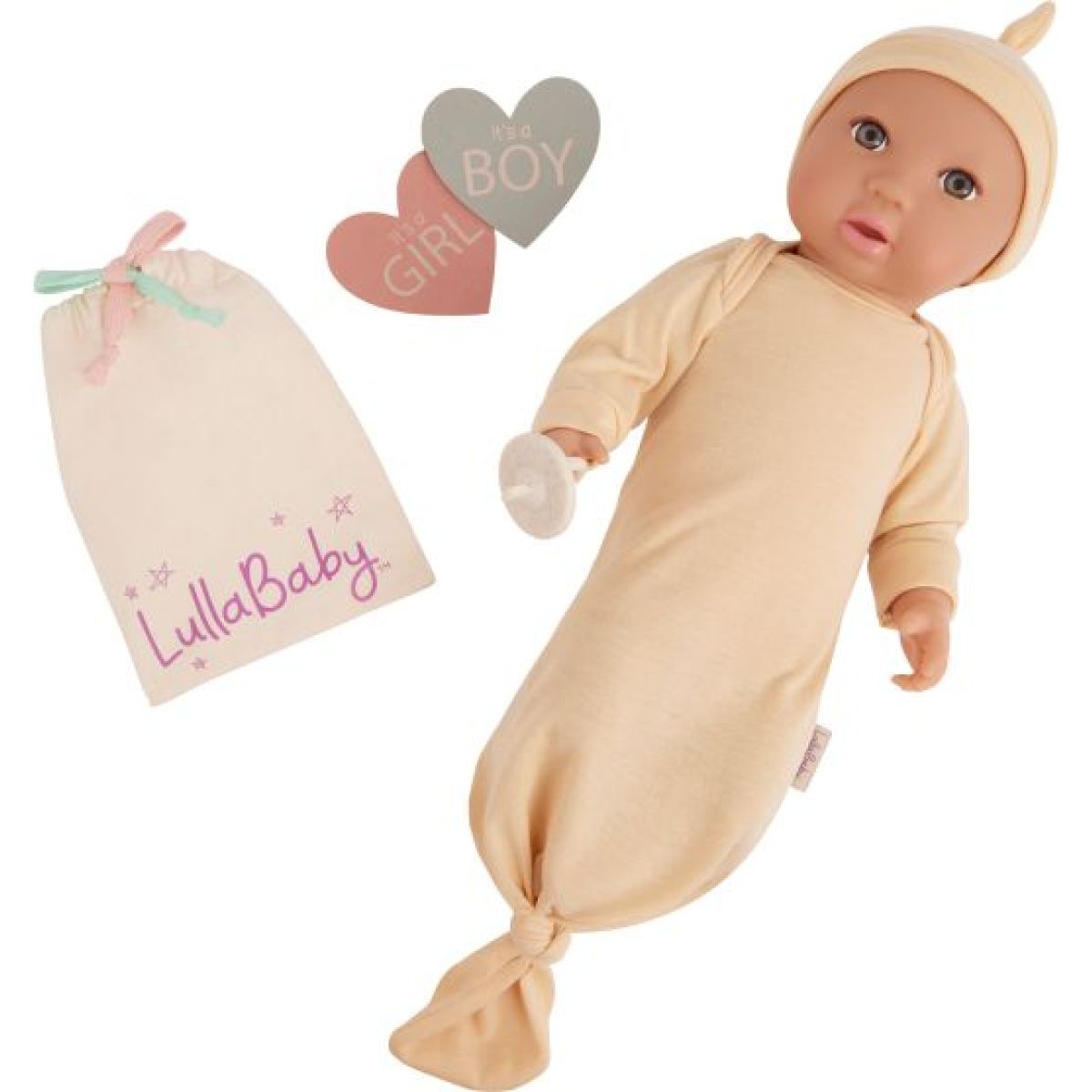 LullaBaby Panenka 35 cm s překvapením Gender Reveal