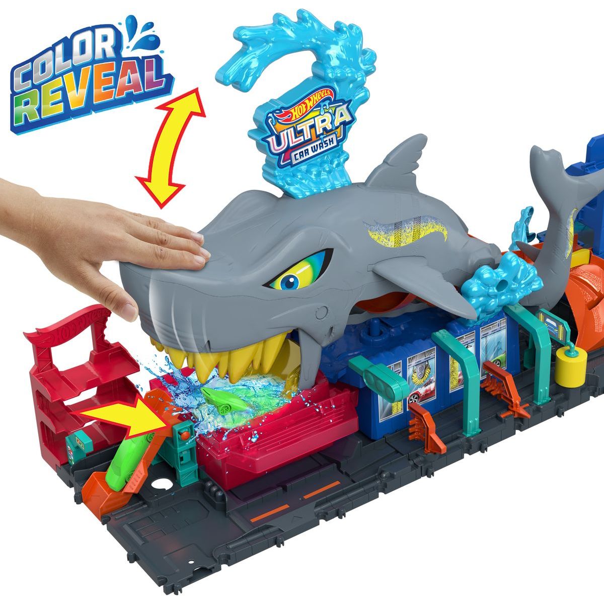 Hot Wheels City Color Reveal automyčka se žralokem