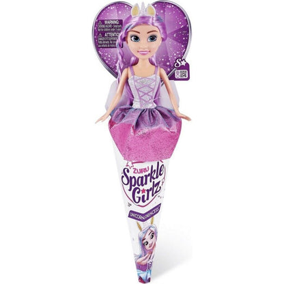 Zuru Víla jednorožec Sparkle Girlz v kornoutku fialové vlasy