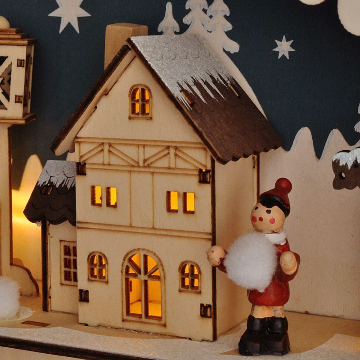 LED adventní kalendář - horská chata, 10 x LED, 50 x 40 cm, 2 x AA