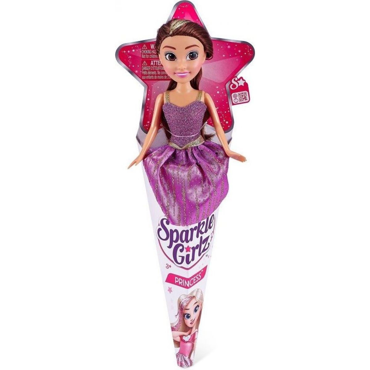 Zuru Princezna Sparkle Girlz v kornoutku fialové šaty