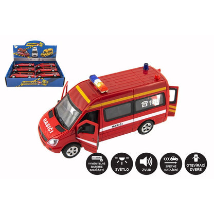 Teddies Auto hasiči 15cm na baterie se světlem se zvukem
