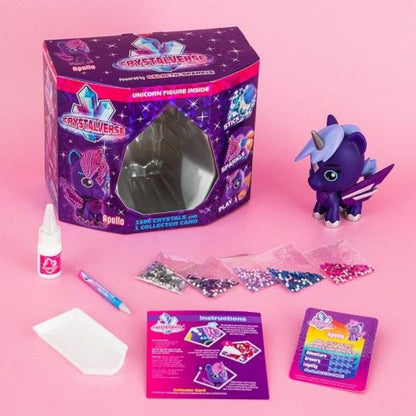Figurka galaktického jednorožce Crystalverse sv. fialová