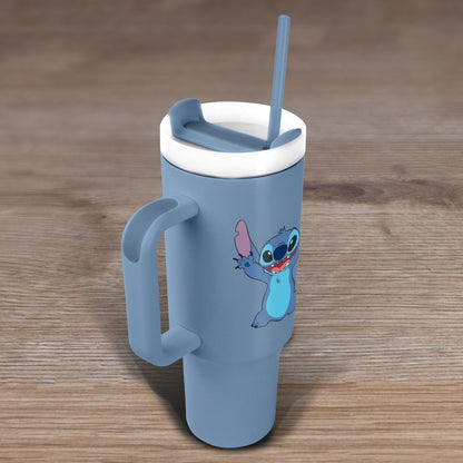 Lilo a Stitch cestovný hrnek s brčkem modrý