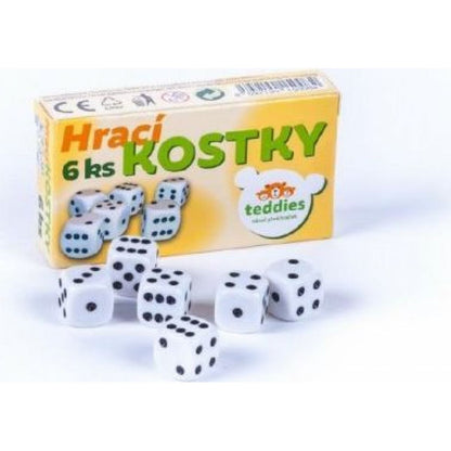 Bílé hrací kostky 6 ks