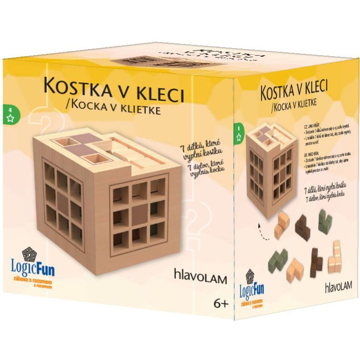 Sparkys Hlavolam - Kostka v kleci dřevěný hlavolam