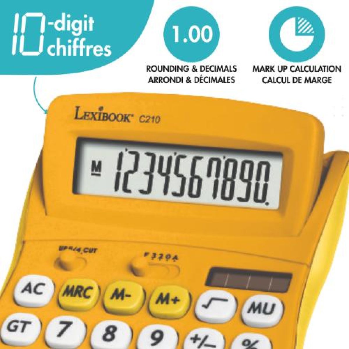 Lexibook 10místná kapesní kalkulačka s gumovým povrchem žlutá