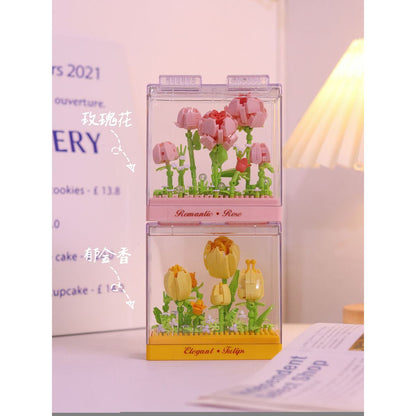 Stavebnice mini KOCO Tulipány plast 295ks v krabičce 11x12x5cm
