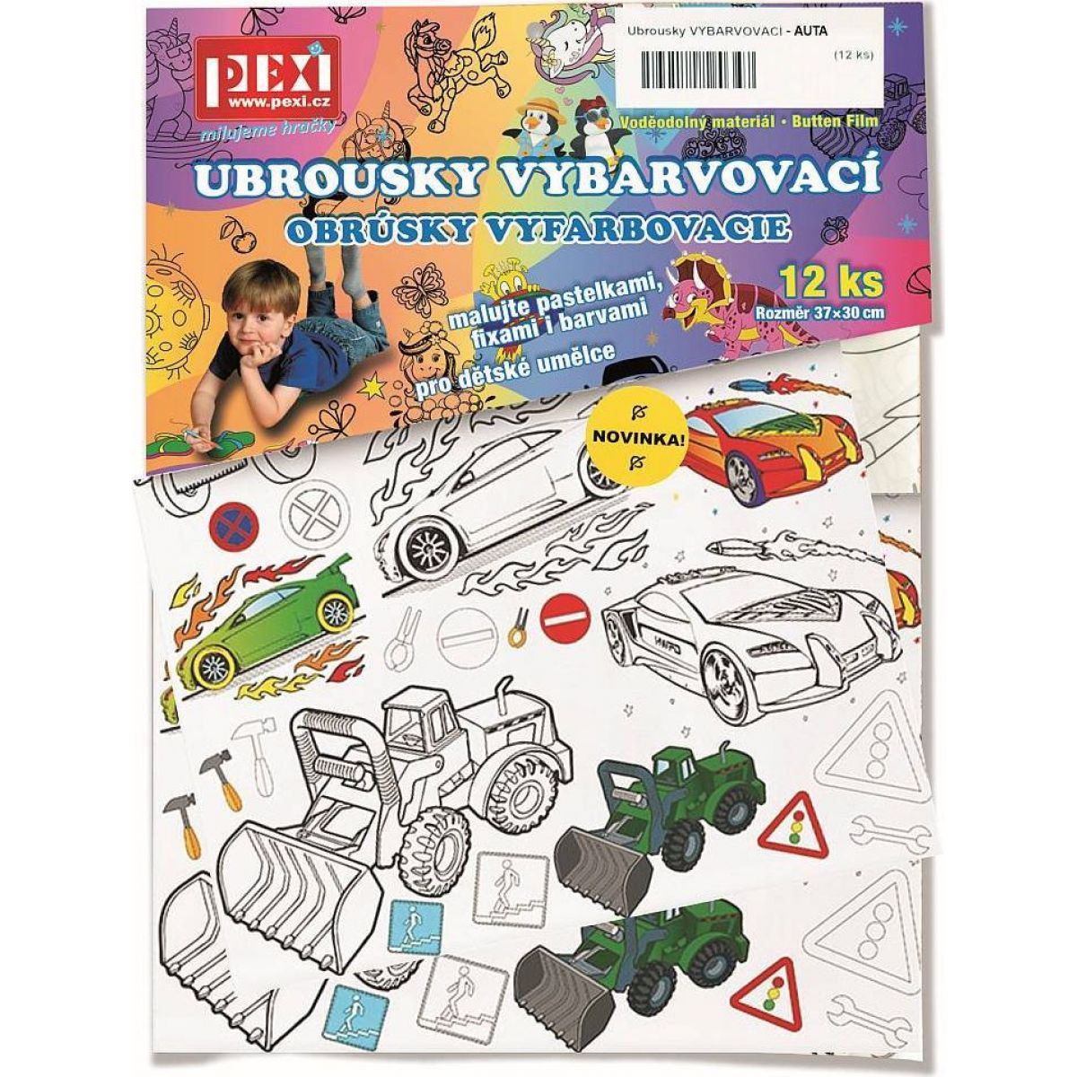 Ubrousky vybarvovací auta (12 ks)