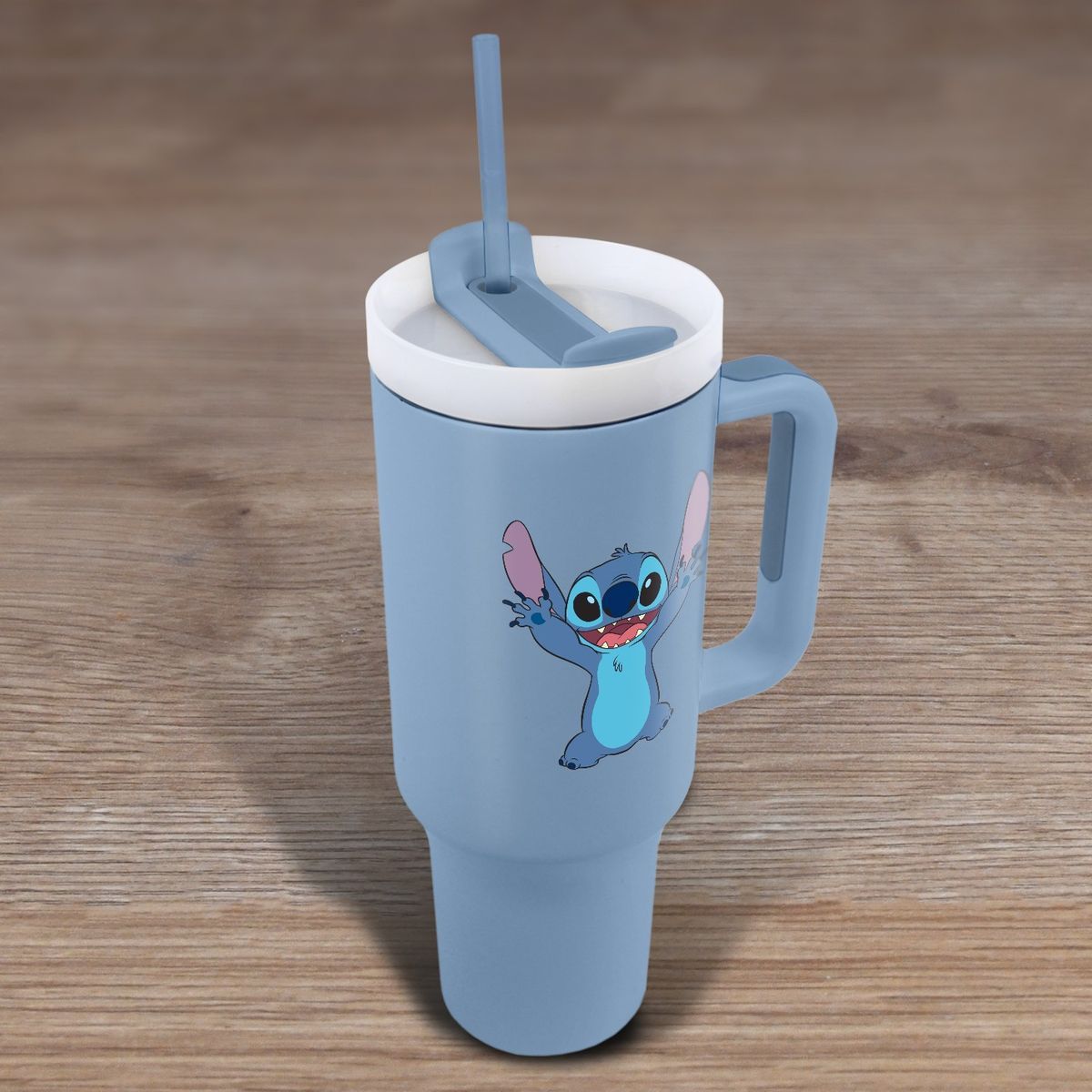 Lilo a Stitch cestovný hrnek s brčkem modrý