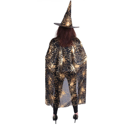 Rappa Čarodějnický plášť s kloboukem a pavučinou pro dospělé Halloween
