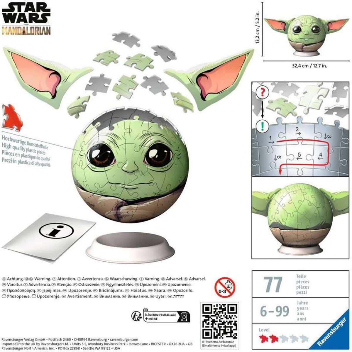 Ravensburger 115563 Puzzle Ball Star Wars: Baby Yoda s ušima 72 dílků