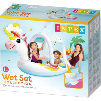 Intex 58435NPINT Bazén dětský s rozstřikováním jednorožec