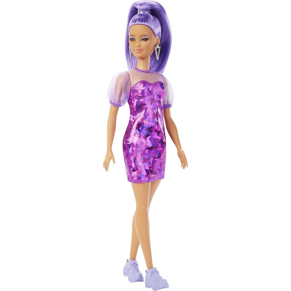 Barbie modelka 30 cm - zářivě fialové šaty