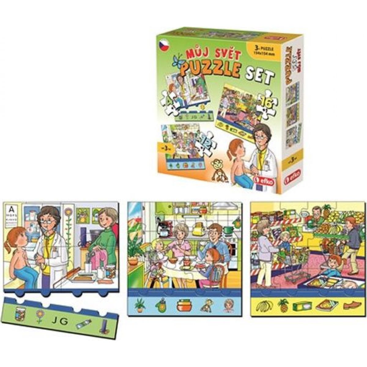 Efko Puzzle soubor 3 v 1 Můj svět 32 dílků