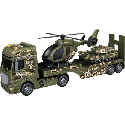 Sparkys CITY SERVICE CAR - 1:12 Vojenský tahač s vrtulníkem a tankem