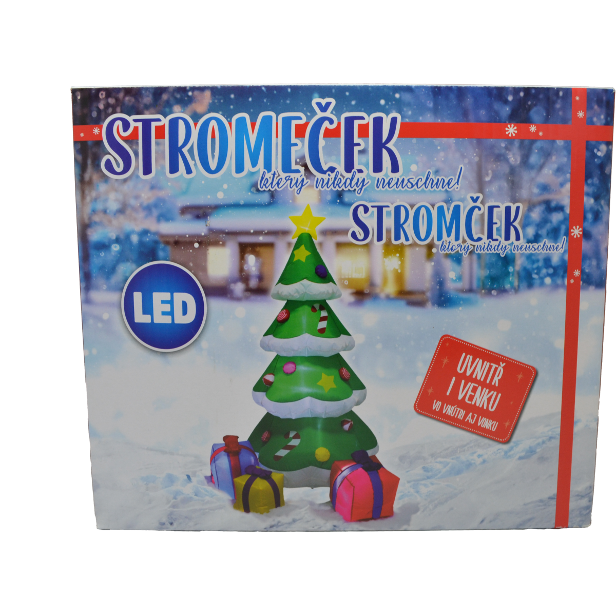 Nafukovací svítící stromeček s dárky 183 cm