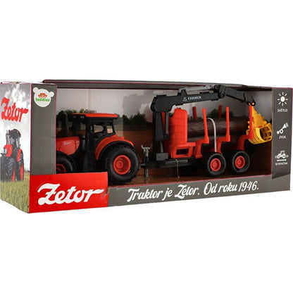 Traktor Zetor s vlekem s naklád. ramenem plast 36 cm na setrvačník se svět. a zvuk. efekty
