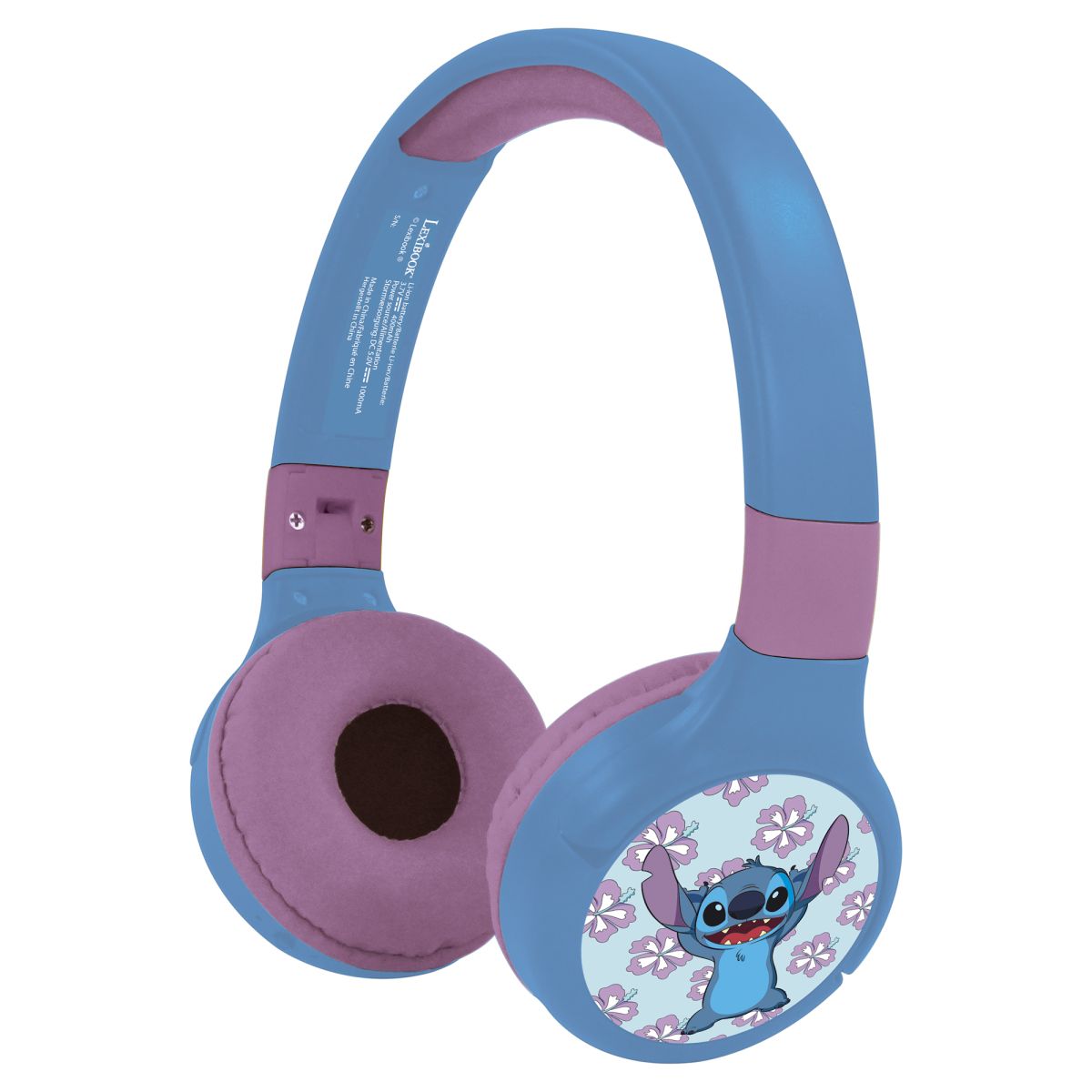 Lexibook 2v1 bluetooth skládací sluchátka Stitch s limitem hlasitosti