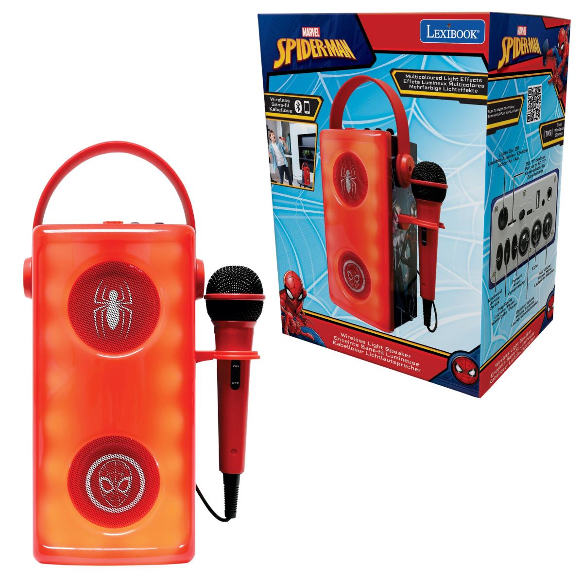 Lexibook Bluetooth reproduktor Spiderman s mikrofonem a světelnými efekty