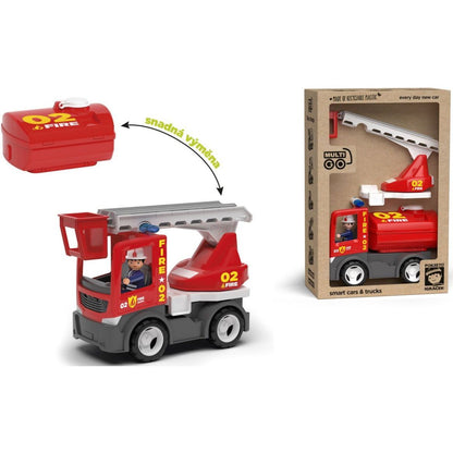 ECO MultiGO Fire 2+1 - Igráček hasič, auto, žebřík, cisterna