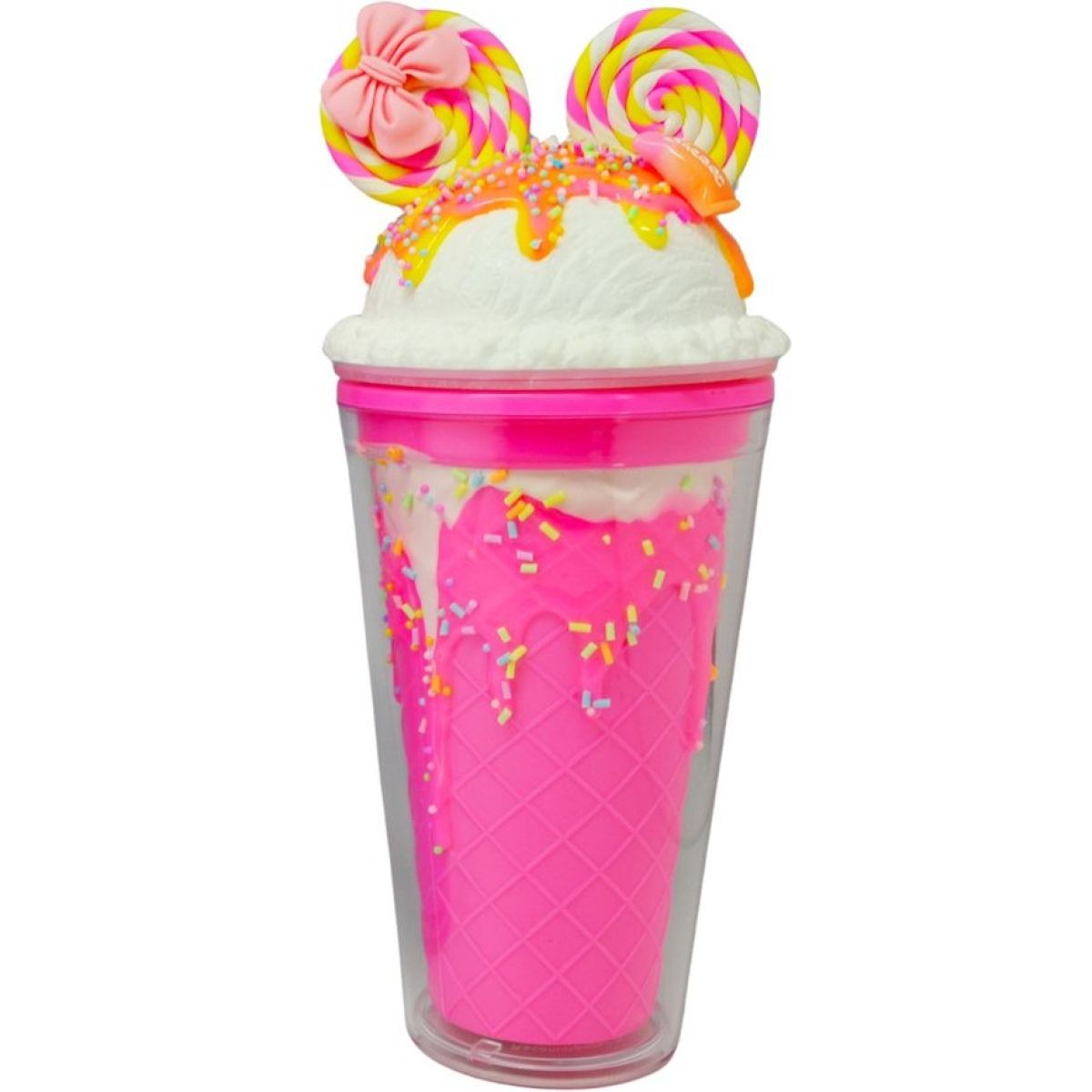 Kelímek s víčkem a brčkem Myška 480ml růžový