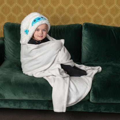 Cozy Noxxiez BL821 Yetti hřejivá deka s kapucí se zvířátkem a tlapkovými kapsami 130 x 100 cm