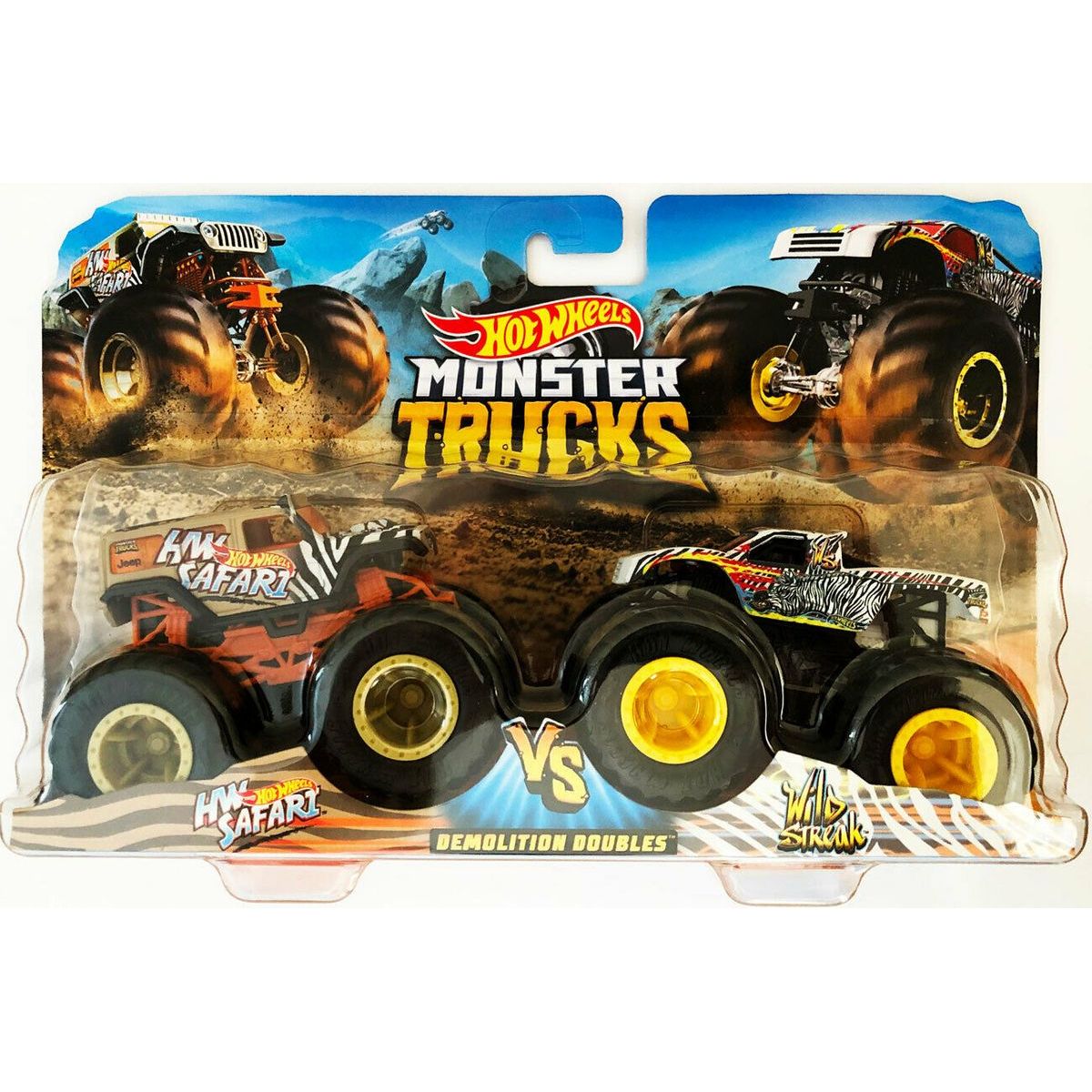Mattel Hot Wheels Monster trucks demoliční duo HW Safari VS Wild Streak