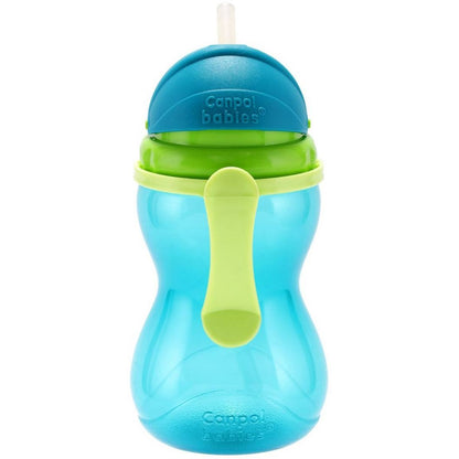 Canpol babies Láhev sportovní se slámkou 370 ml modrá