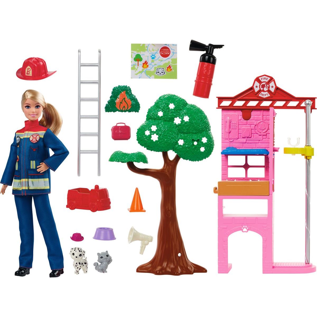 Barbie Hasičská stanice s panenkou