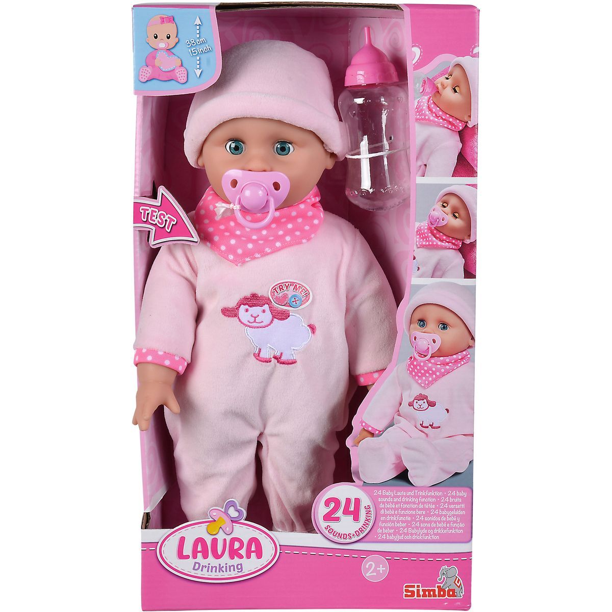 Simba Panenka Laura 38 cm s lahvičkou a se zvuky