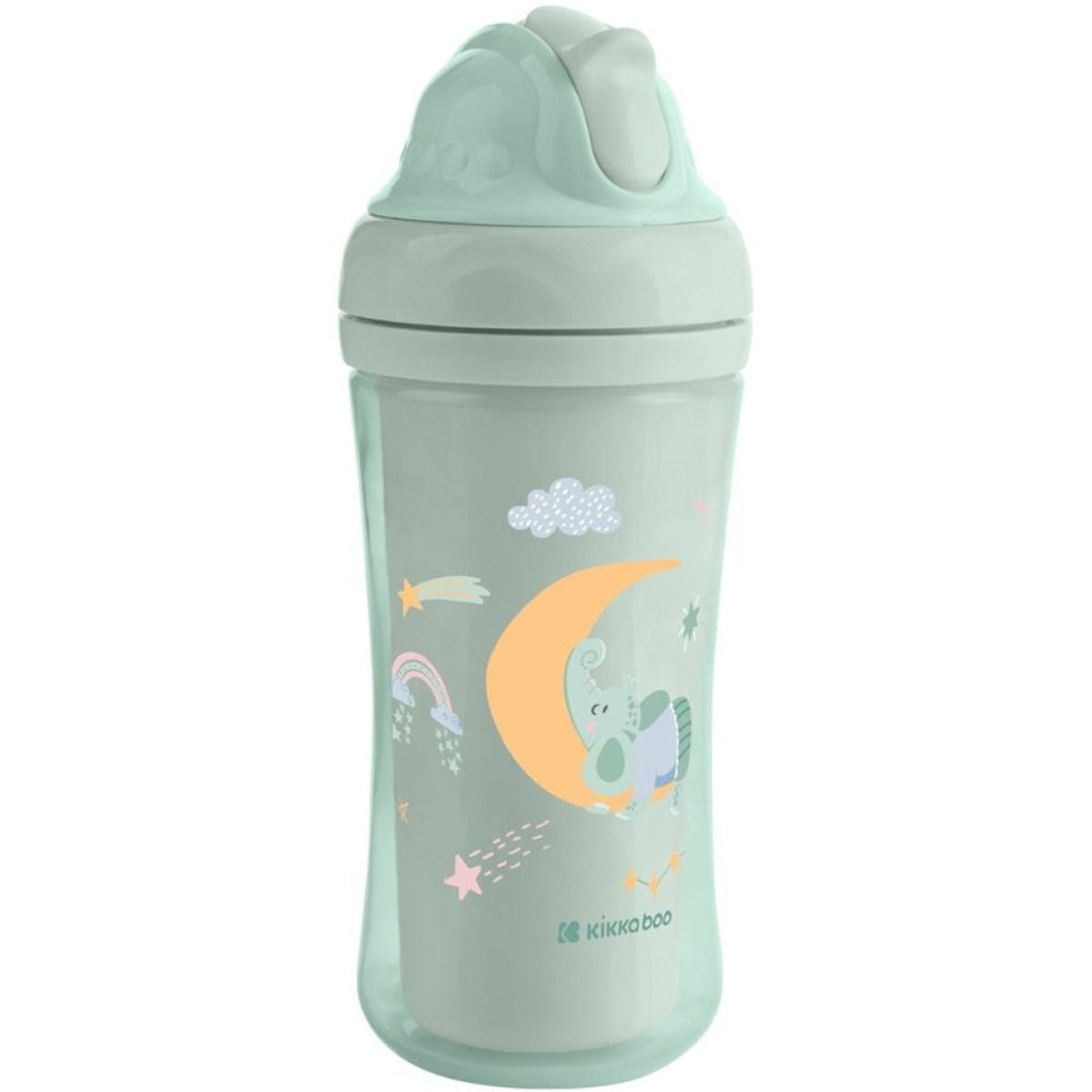 KikkaBoo Hrnek se silikonovým brčkem 220ml 8m+ Moony me Mint