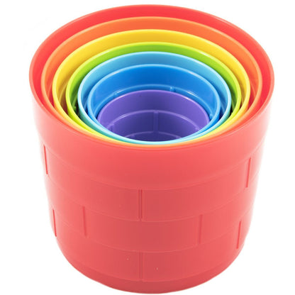 Kubus pyramida skládanka plast kulatá barevná 7ks v sáčku