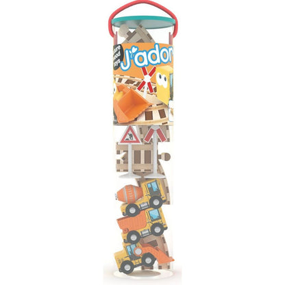 J'ADORE Hrací set s kolejemi - stavební stroje 15 ks