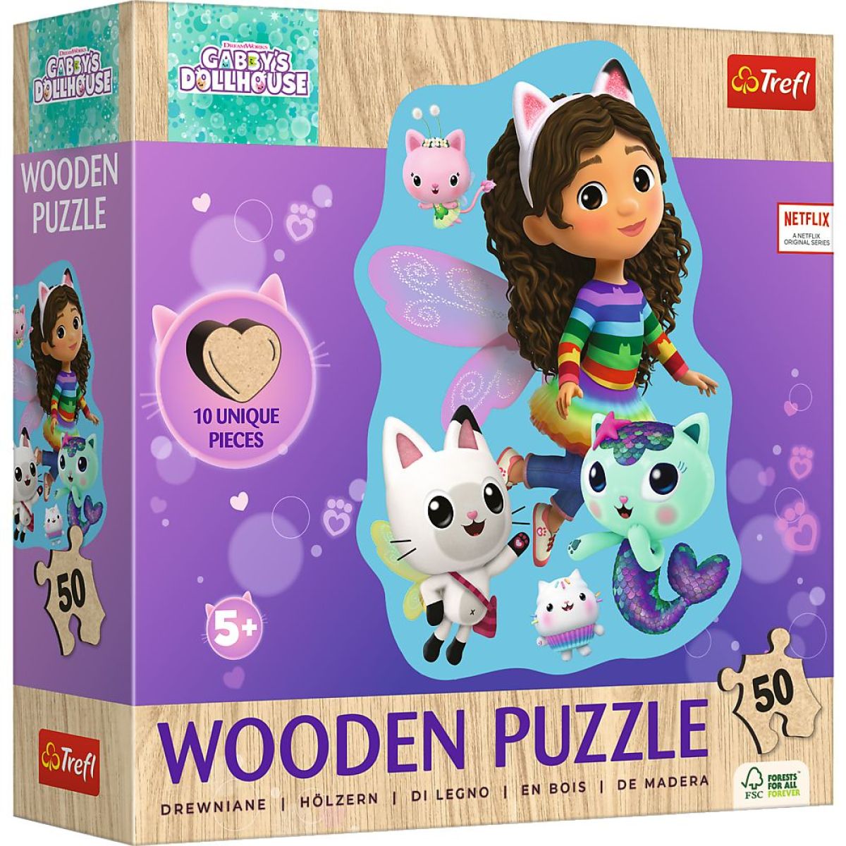 Trefl Dřevěné Puzzle 50 dílků Gabinin kouzelný domeček