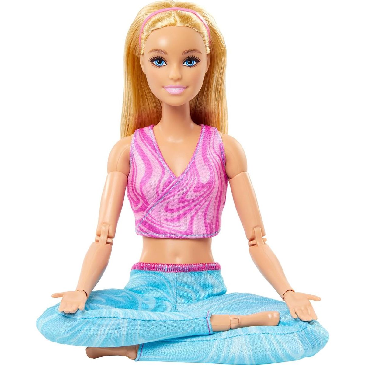Mattel Barbie v pohybu - blondýnka v modrých legínách