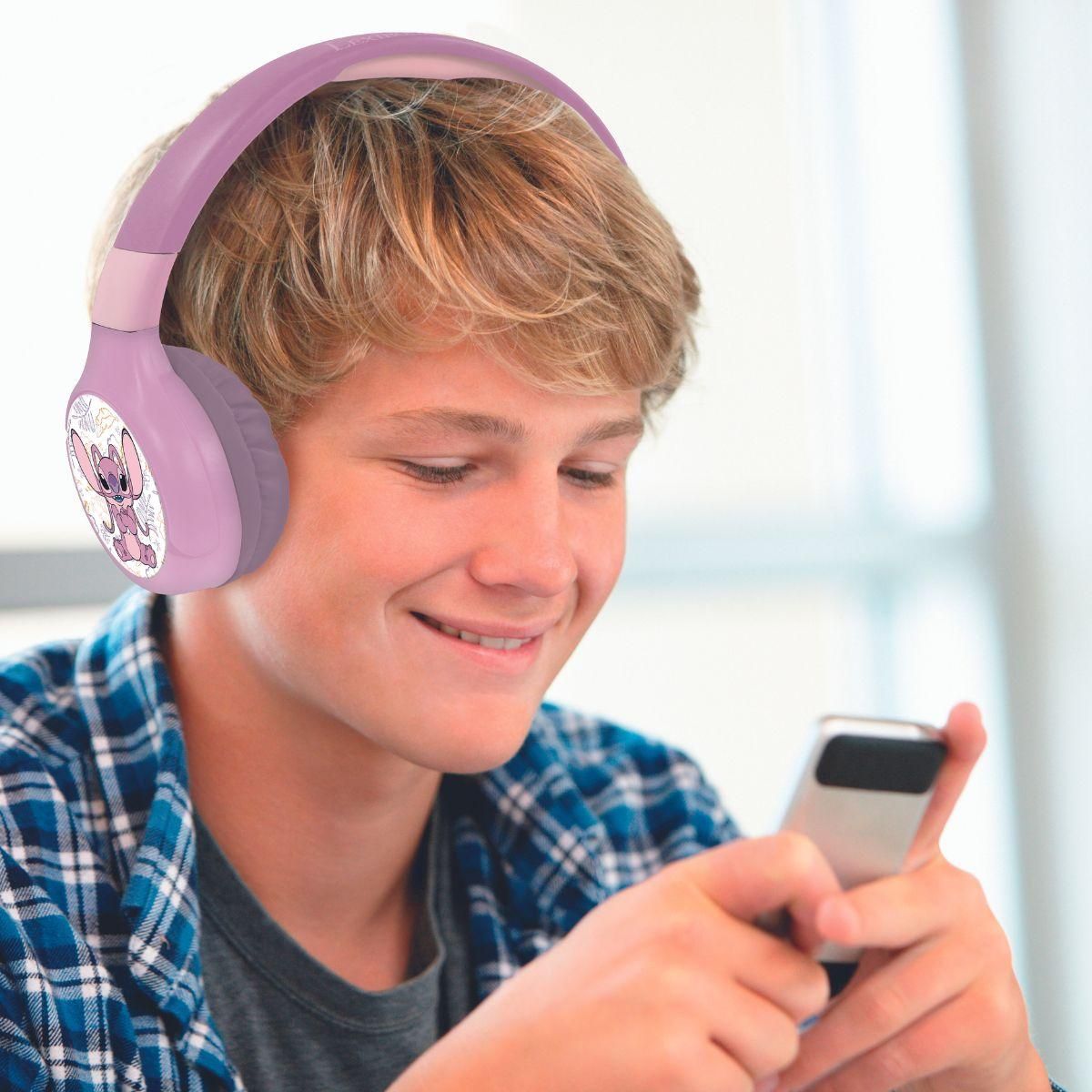 Lexibook 2v1 bluetooth skládací sluchátka Stitch Angel s limitem hlasitosti